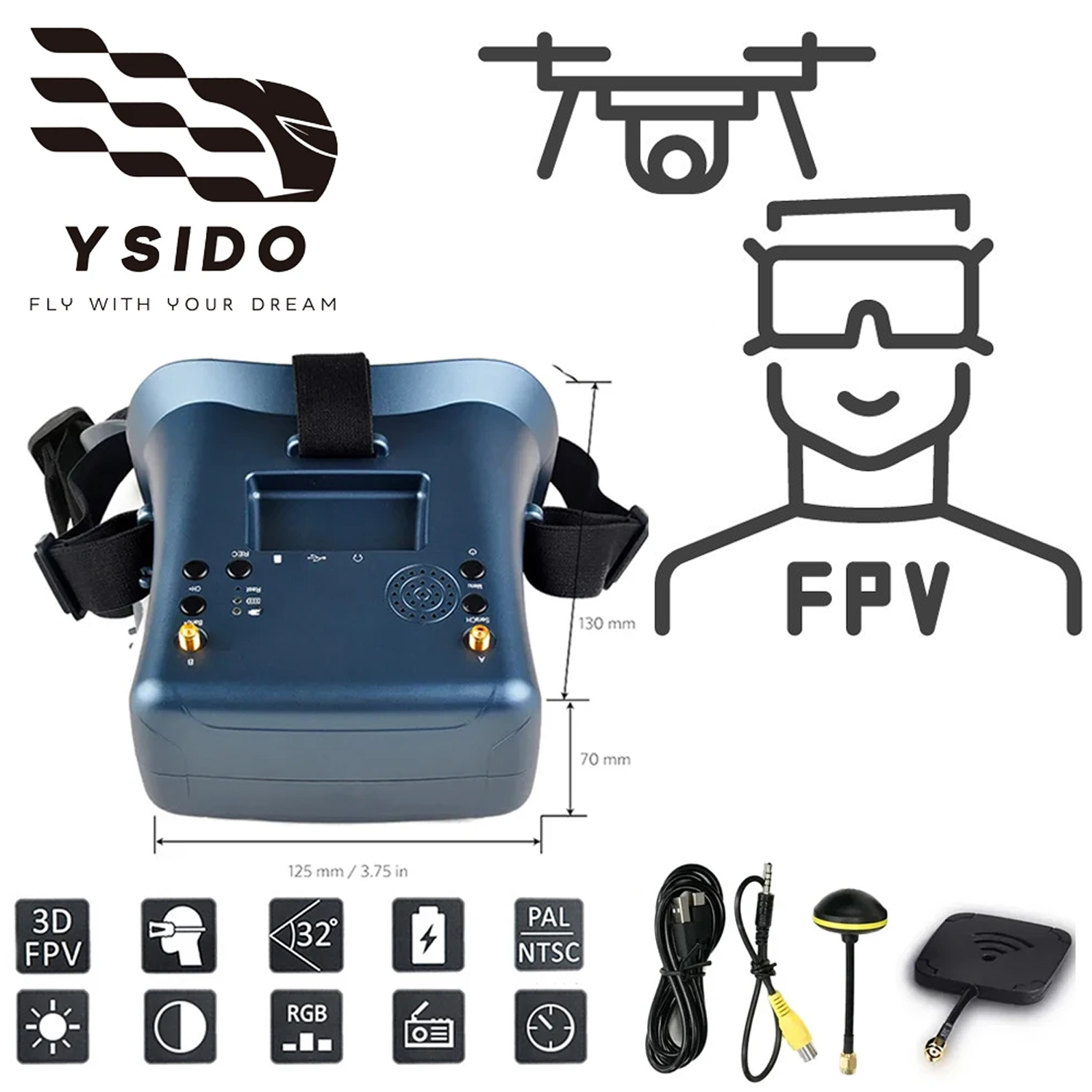 FPV نظارات 008D 5.8G 40CH 4.3  - مراجعة Skyzone Sky04O Pro Fpv Goggles وسعره
